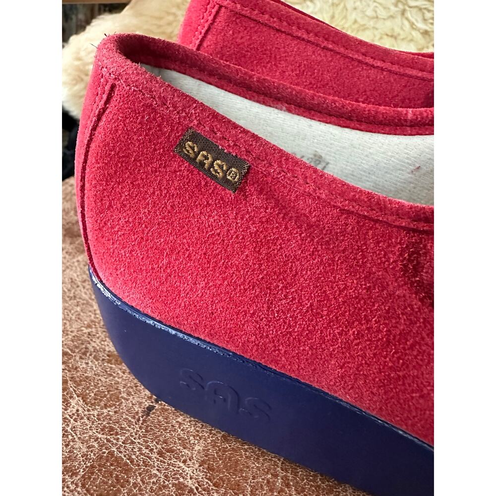SAS Bounce Siesta Walking Shoes Sneakers Womens Blue red suede Leather sz 9 1/2 - Picture 10 of 12